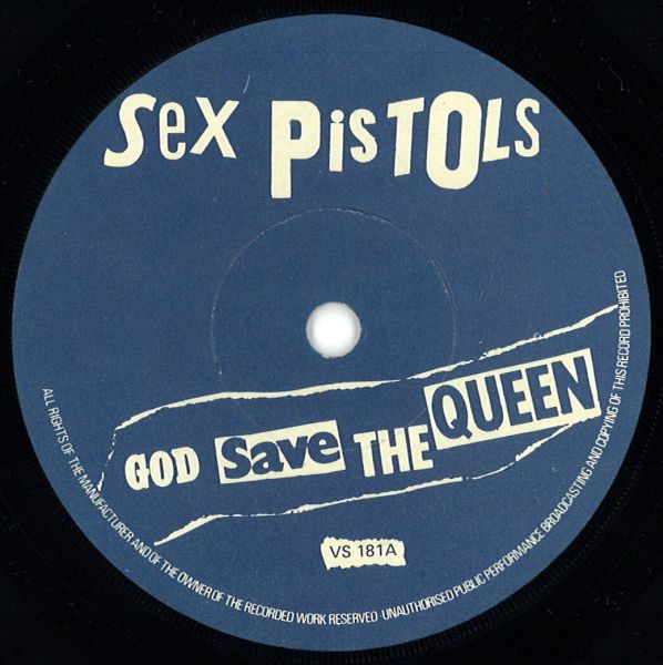 sex pistolsのgod save the queen(VS181)の白文字ラベル