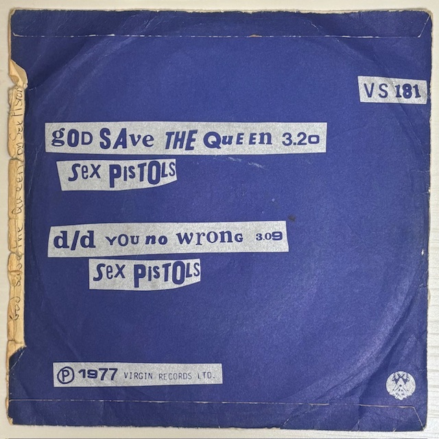 Jacket photo (back) of Sex Pistols’ God Save The Queen (VS181)
