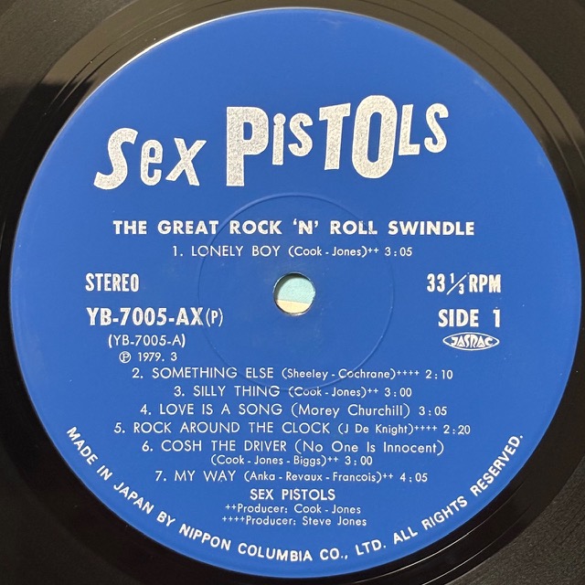 The Great Rock'n'Roll Swindleのラベル(YB-7005-AX SIDE1)の写真