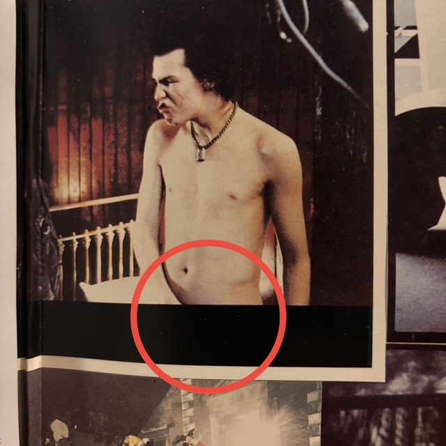 Sid Vicious image from inside the jacket – with censorship