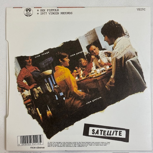 Sleeve photo (back) of the reissue of Holidays in the Sun by Sex Pistols (VS191)